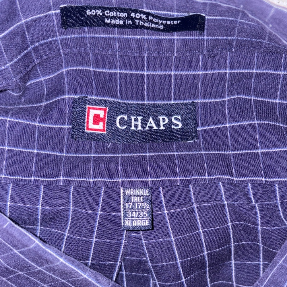 Chaps Navy Grid Button-Down Shirt - image 2